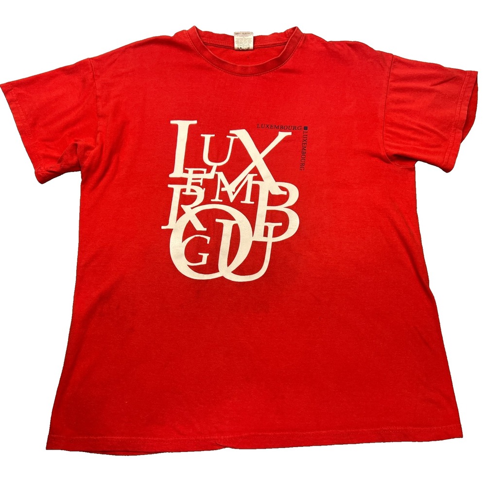B&C Collection Luxembourg Scrambled Spell Out T Shirt Adult Large Red Tee